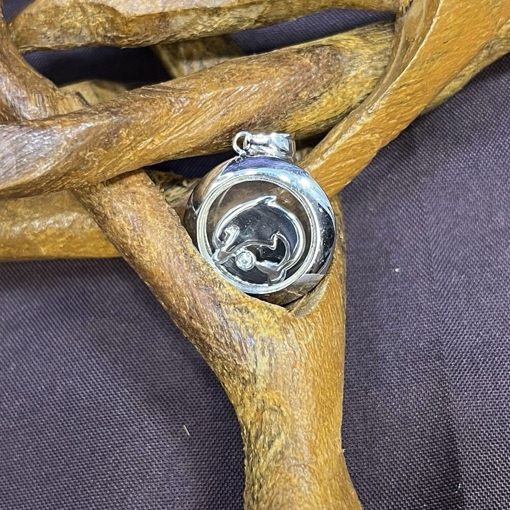 925 Sterling Dolphin with Rhinestone Spinner Charm for Necklace or Bracelet